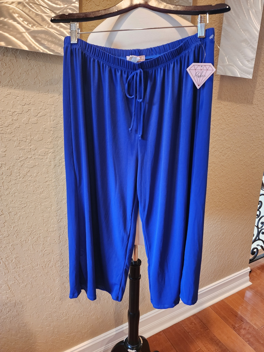 Relaxed Drawstring Wide-Leg Pants in Royal Blue